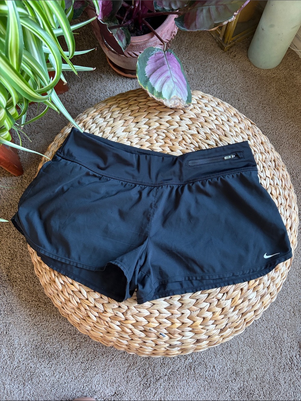 Nike Black Athletic Running Shorts with Zip Pocket